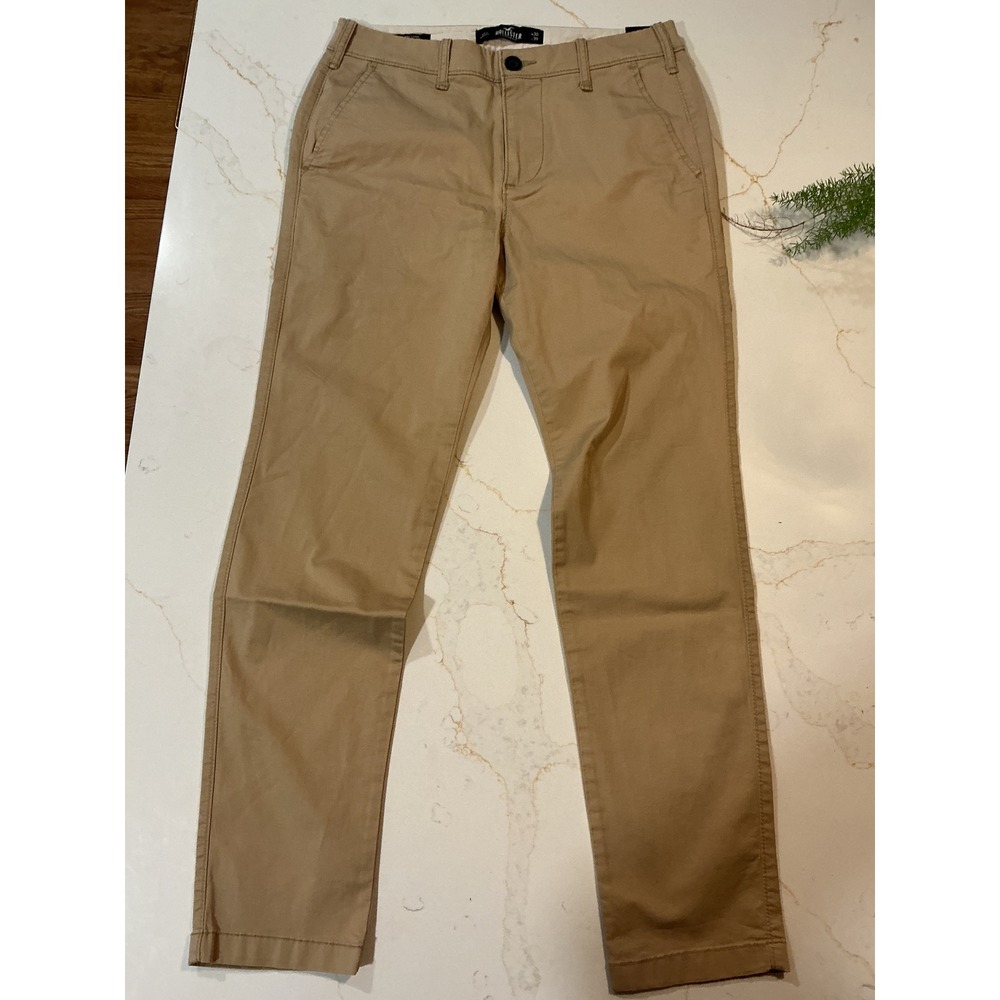 Hollister Skinny Chino Pants Mens 30x30 Khaki Tan Epic Flex Trousers NEW